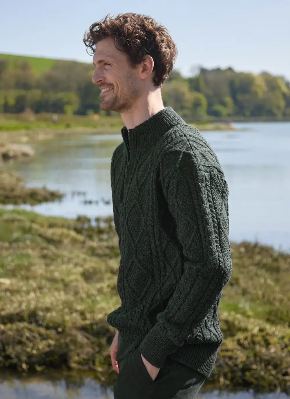 Inishmore Half Zip Aran Sweater